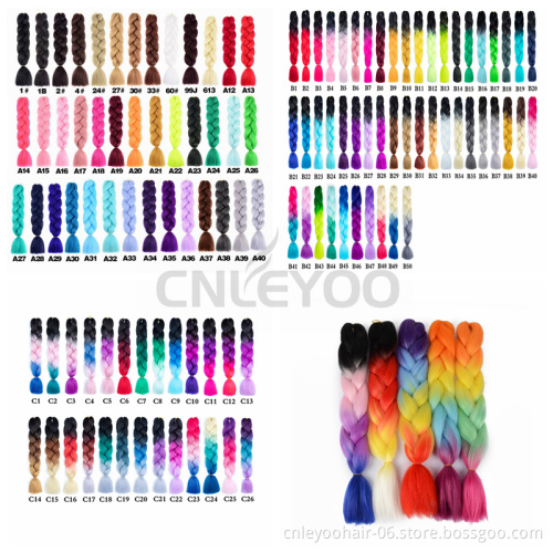 Factory 4-Tone Jumbo Braid Hair 24 Inch 32 Inch 41 Inch High Temperature Fiber Colorful Jumbo Braiding Hair Extension